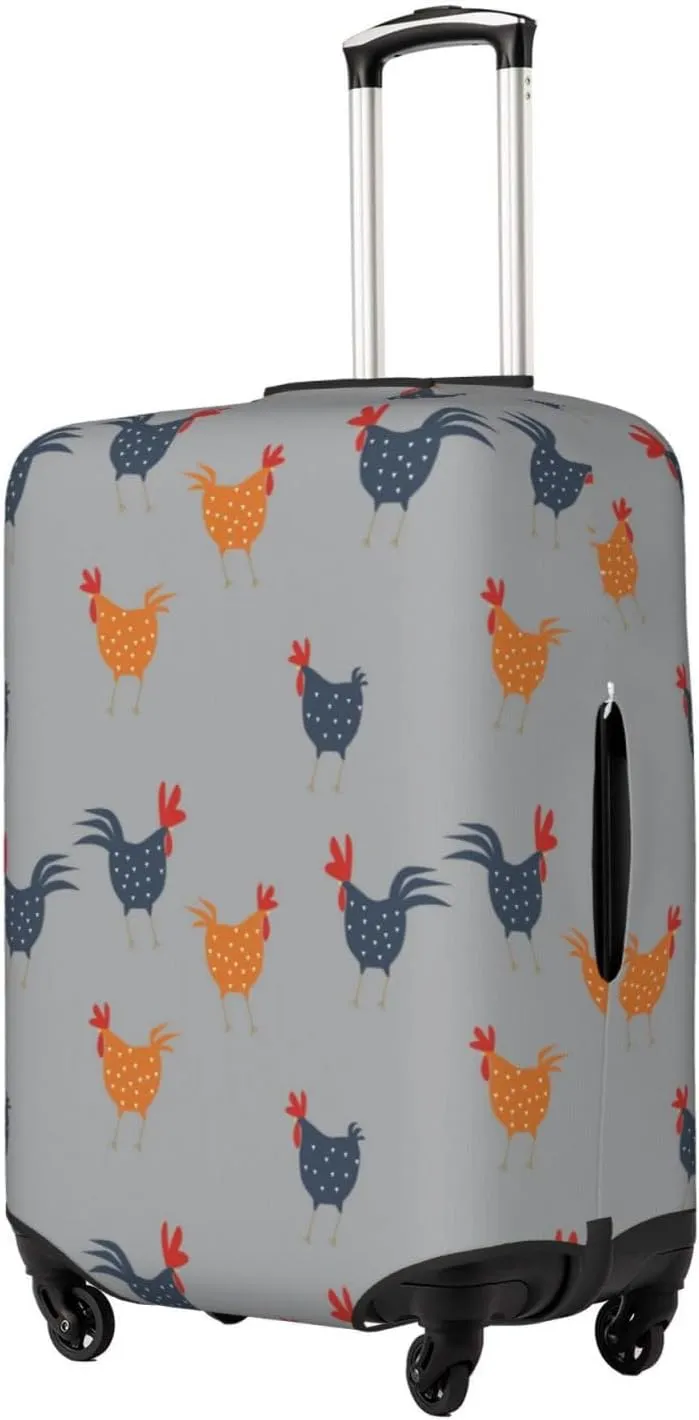 Travel Luggage Cover Suitcase Elastic Washable Stretch Cock Chicken Rooster Suitcase Protector Bag,Anti-Scratch Spandex Double-Sided Baggage Covers For Wheeled Suitcase Kid Adult