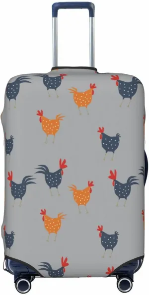Travel Luggage Cover Suitcase Elastic Washable Stretch Cock Chicken Rooster Suitcase Protector Bag,Anti-Scratch Spandex Double-Sided Baggage Covers For Wheeled Suitcase Kid Adult