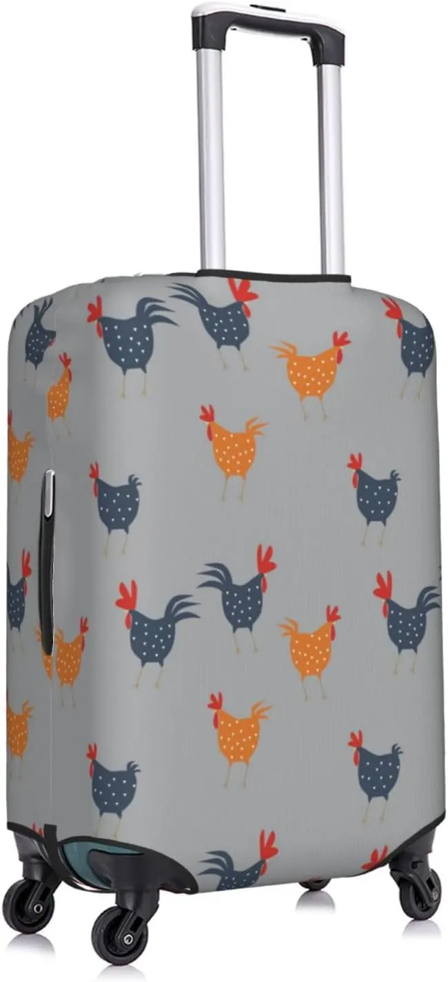 Travel Luggage Cover Suitcase Elastic Washable Stretch Cock Chicken Rooster Suitcase Protector Bag,Anti-Scratch Spandex Double-Sided Baggage Covers For Wheeled Suitcase Kid Adult