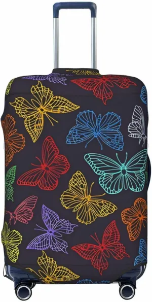 Travel Luggage Cover Suitcase Elastic Washable Stretch Colorful Butterflies Suitcase Protector Bag,Anti-Scratch Spandex Double-Sided Baggage Covers For Wheeled Suitcase Kid Adult