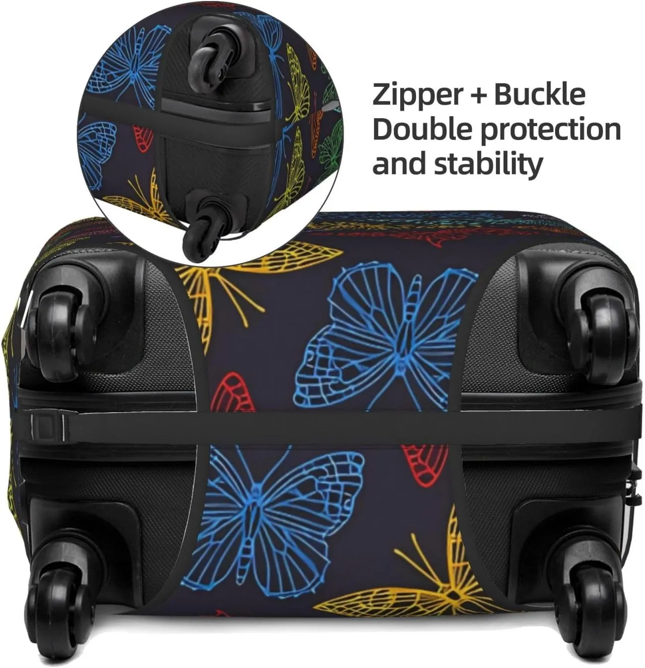 Travel Luggage Cover Suitcase Elastic Washable Stretch Colorful Butterflies Suitcase Protector Bag,Anti-Scratch Spandex Double-Sided Baggage Covers For Wheeled Suitcase Kid Adult