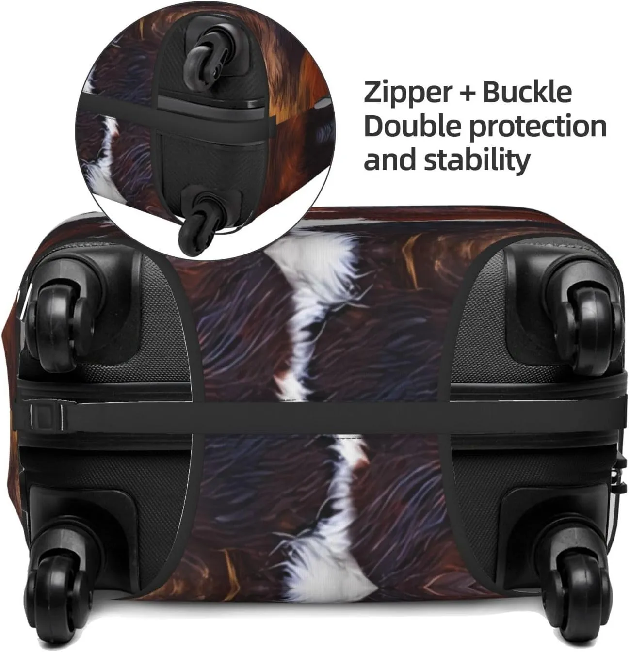 Travel Luggage Cover Suitcase Elastic Washable Stretch Cowhide Skins Cow Print Suitcase Protector Bag,Anti-Scratch Dust-Proof With Zipper Closure Baggage Covers,X-Large