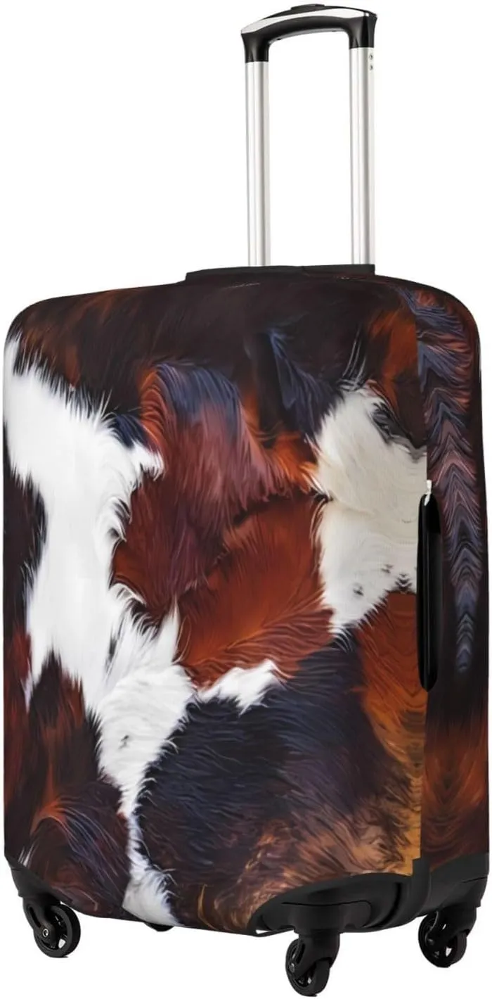 Travel Luggage Cover Suitcase Elastic Washable Stretch Cowhide Skins Cow Print Suitcase Protector Bag,Anti-Scratch Dust-Proof With Zipper Closure Baggage Covers,X-Large