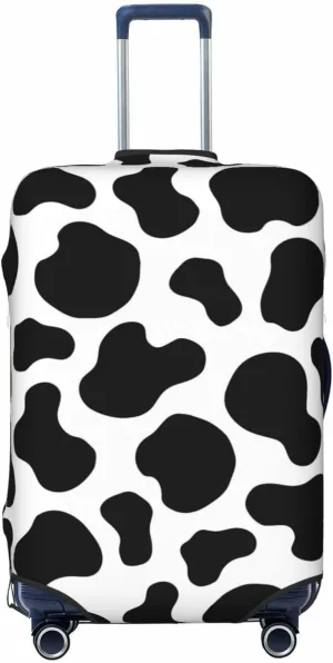 Travel Luggage Cover Suitcase Elastic Washable Stretch Cute Cow Skin Print Suitcase Protector Bag,Anti-Scratch Dust-Proof Double-Sided Baggage Covers For Wheeled Suitcase Kid Adult