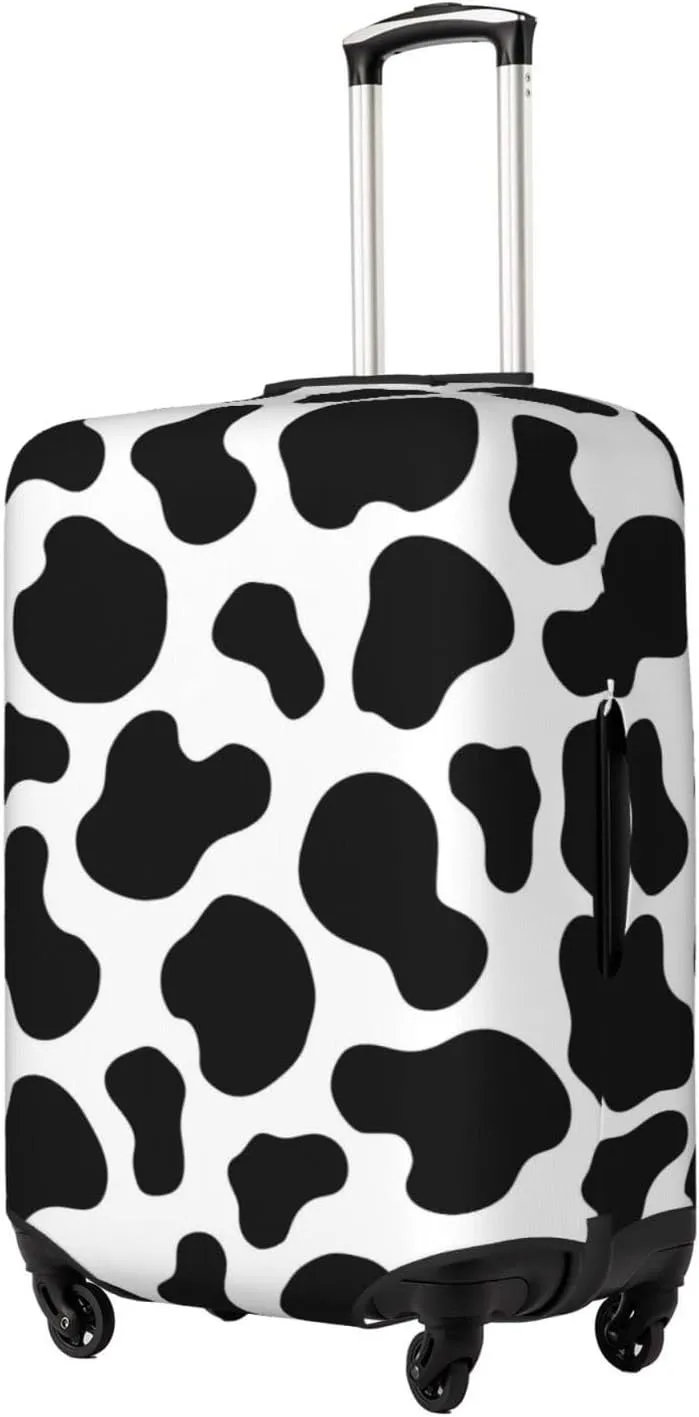 Travel Luggage Cover Suitcase Elastic Washable Stretch Cute Cow Skin Print Suitcase Protector Bag,Anti-Scratch Dust-Proof Double-Sided Baggage Covers For Wheeled Suitcase Kid Adult