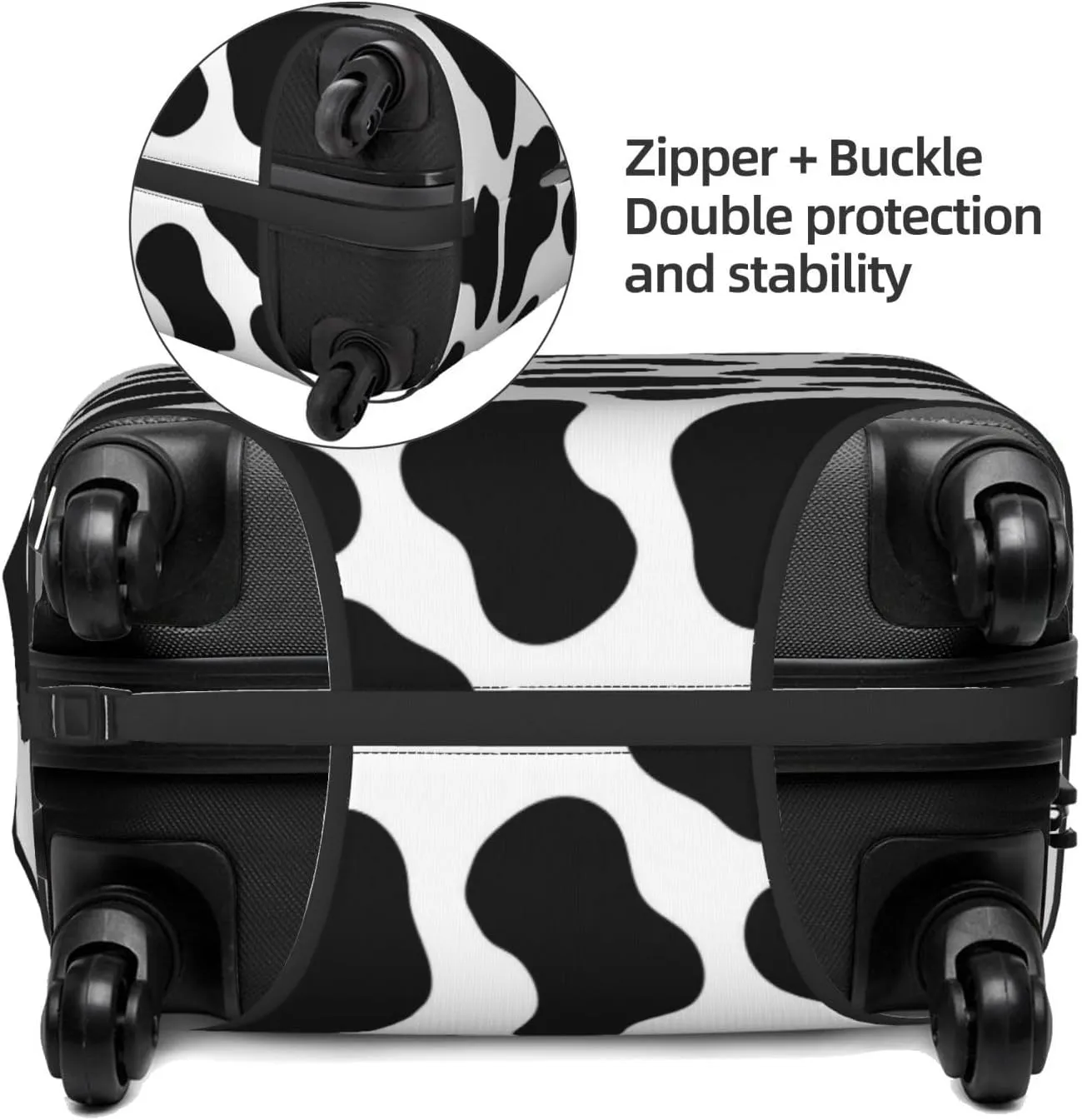Travel Luggage Cover Suitcase Elastic Washable Stretch Cute Cow Skin Print Suitcase Protector Bag,Anti-Scratch Dust-Proof Double-Sided Baggage Covers For Wheeled Suitcase Kid Adult