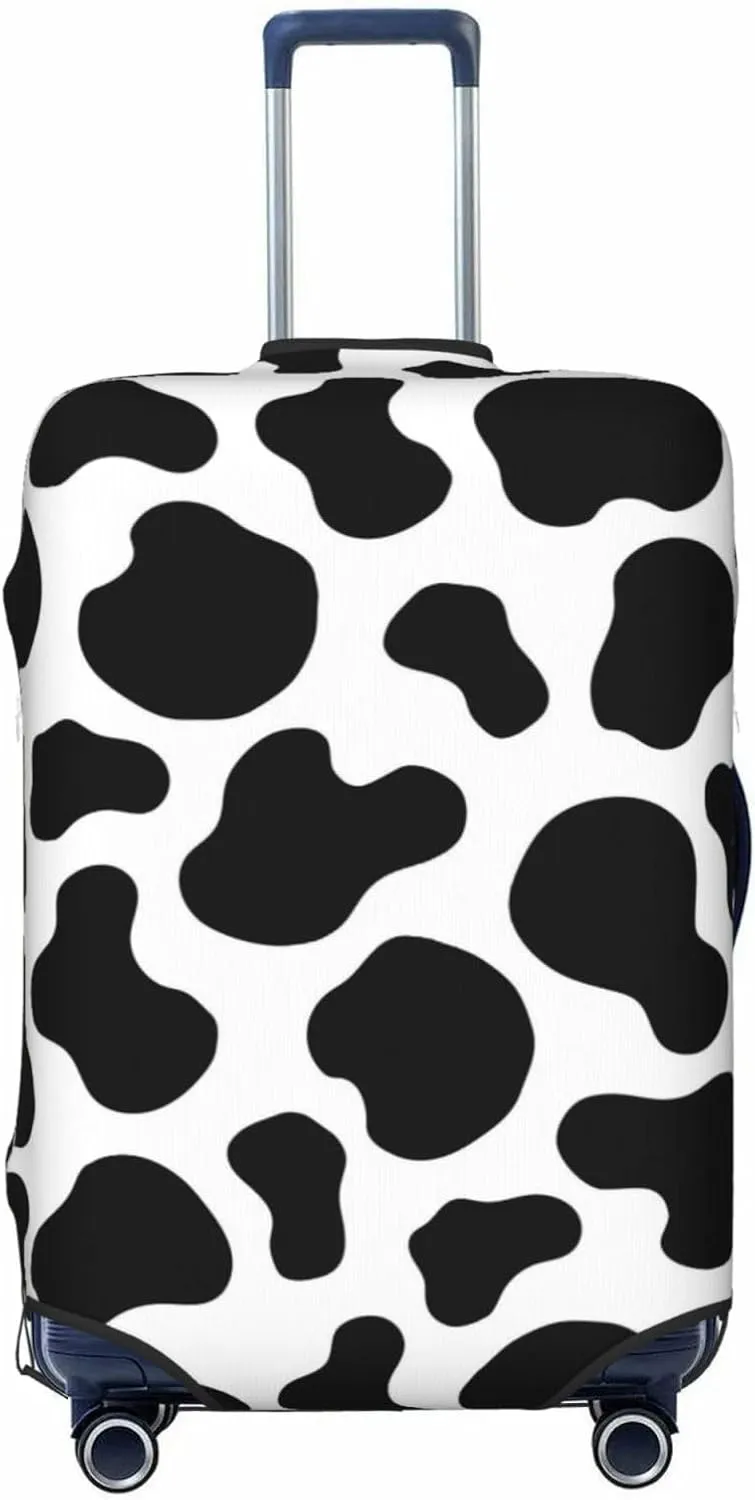 Travel Luggage Cover Suitcase Elastic Washable Stretch Cute Cow Skin Print Suitcase Protector Bag,Anti-Scratch Dust-Proof Double-Sided Baggage Covers For Wheeled Suitcase Kid Adult