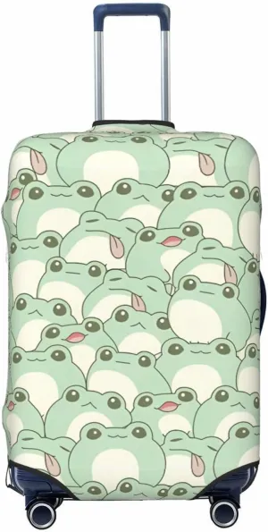 Travel Luggage Cover Suitcase Elastic Washable Stretch Cute Frog Suitcase Protector Bag,Anti-Scratch Spandex With Zipper Closure Baggage Covers For Wheeled Suitcase Kid Adult