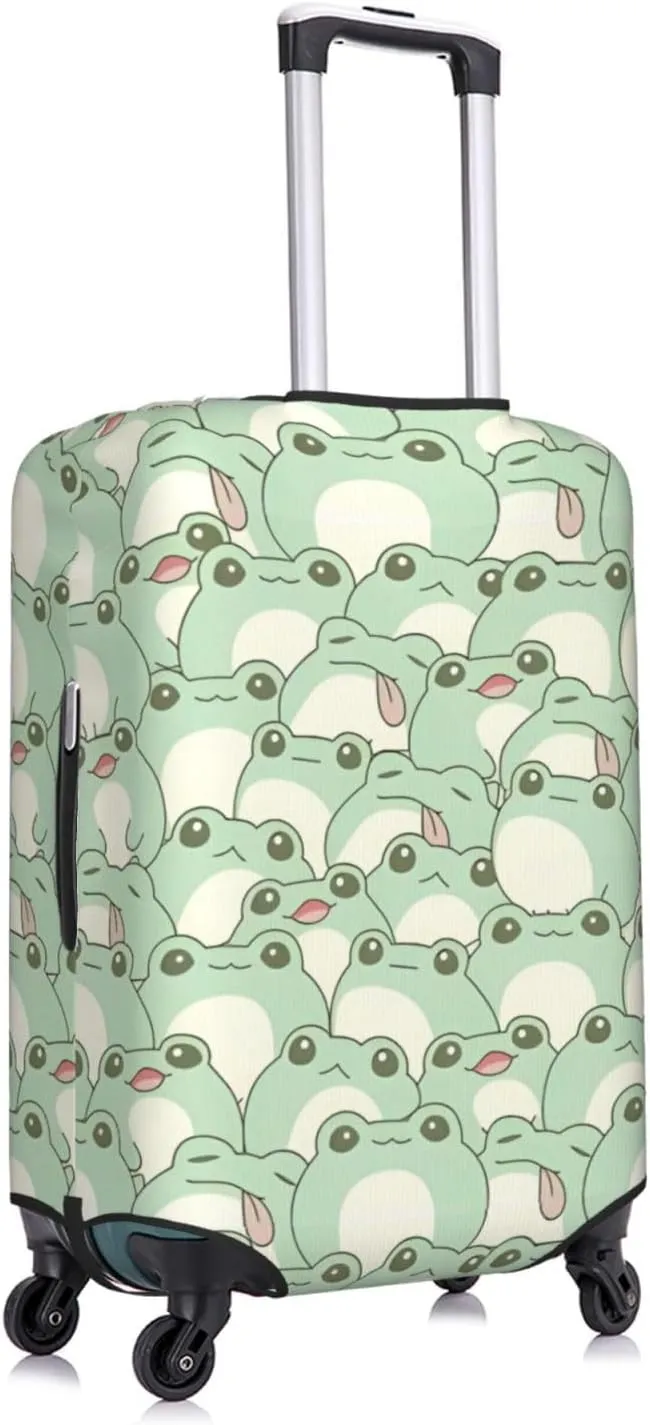 Travel Luggage Cover Suitcase Elastic Washable Stretch Cute Frog Suitcase Protector Bag,Anti-Scratch Spandex With Zipper Closure Baggage Covers For Wheeled Suitcase Kid Adult