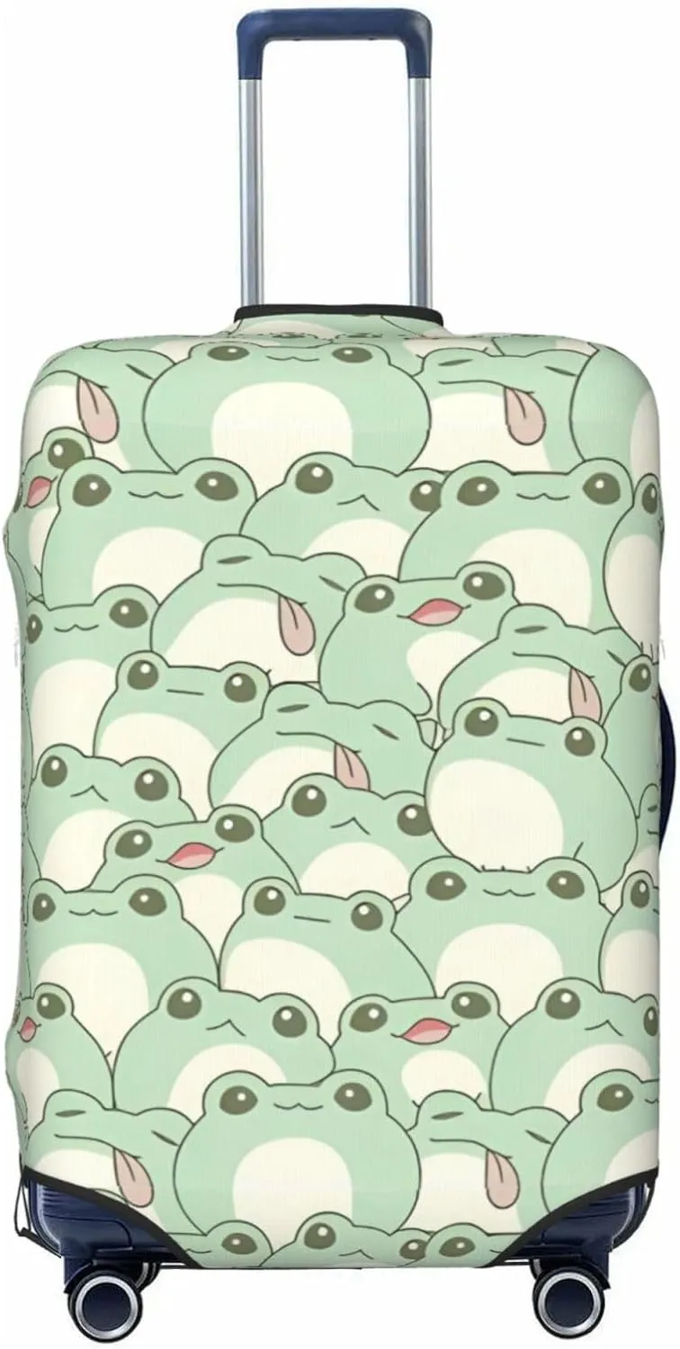 Travel Luggage Cover Suitcase Elastic Washable Stretch Cute Frog Suitcase Protector Bag,Anti-Scratch Spandex With Zipper Closure Baggage Covers For Wheeled Suitcase Kid Adult