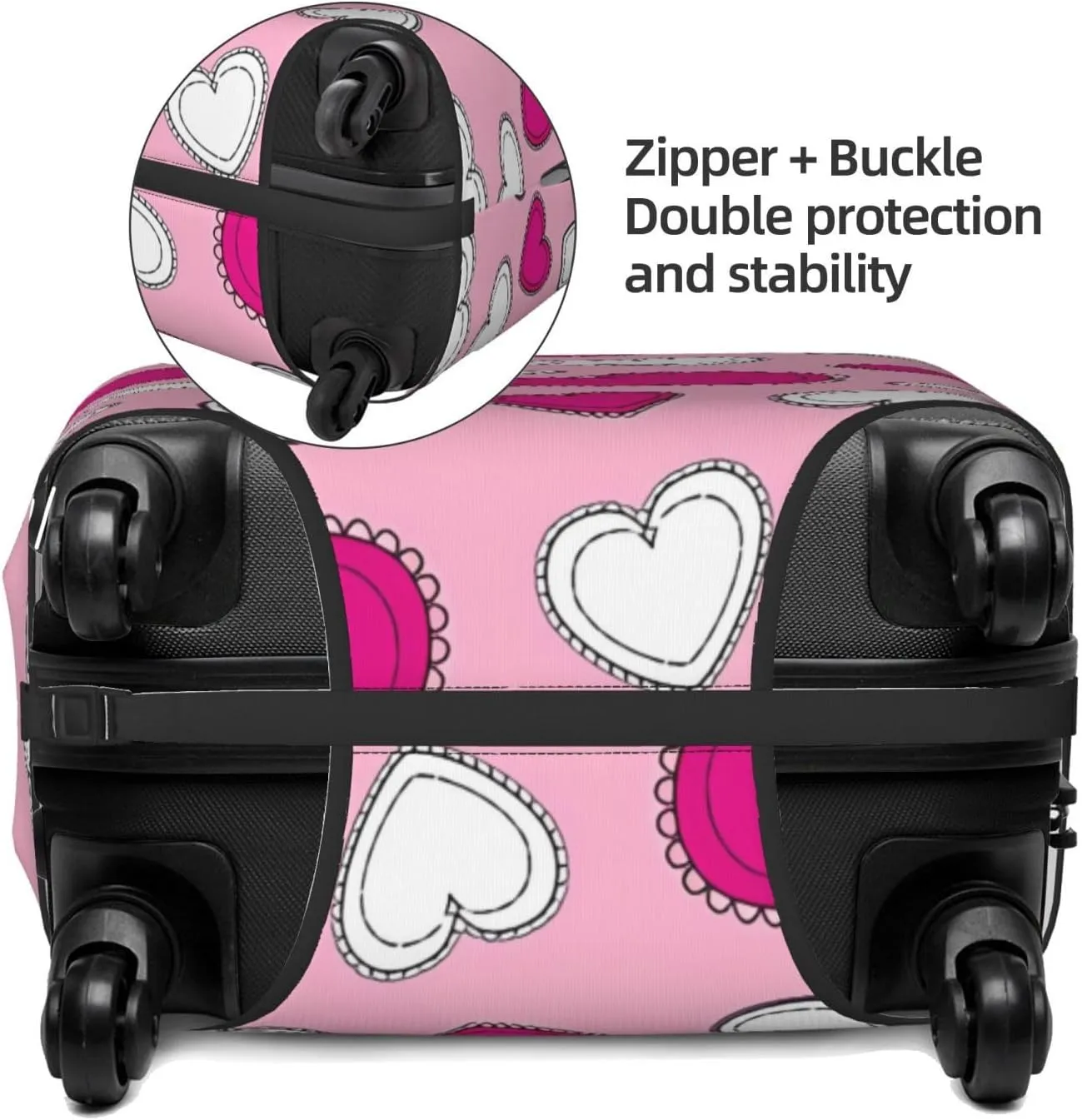 Travel Luggage Cover Suitcase Elastic Washable Stretch Cute Hearts Suitcase Protector Bag,Anti-Scratch Spandex Double-Sided Baggage Covers For Wheeled Suitcase Kid Adult