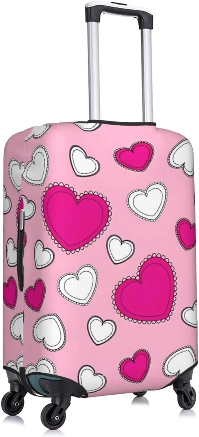 Travel Luggage Cover Suitcase Elastic Washable Stretch Cute Hearts Suitcase Protector Bag,Anti-Scratch Spandex Double-Sided Baggage Covers For Wheeled Suitcase Kid Adult