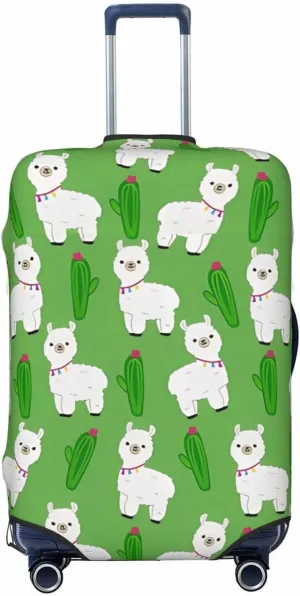 Travel Luggage Cover Suitcase Elastic Washable Stretch Cute Llama Cactus Suitcase Protector Bag,Anti-Scratch Spandex Double-Sided Baggage Covers For Wheeled Suitcase Kid Adult,X-Large