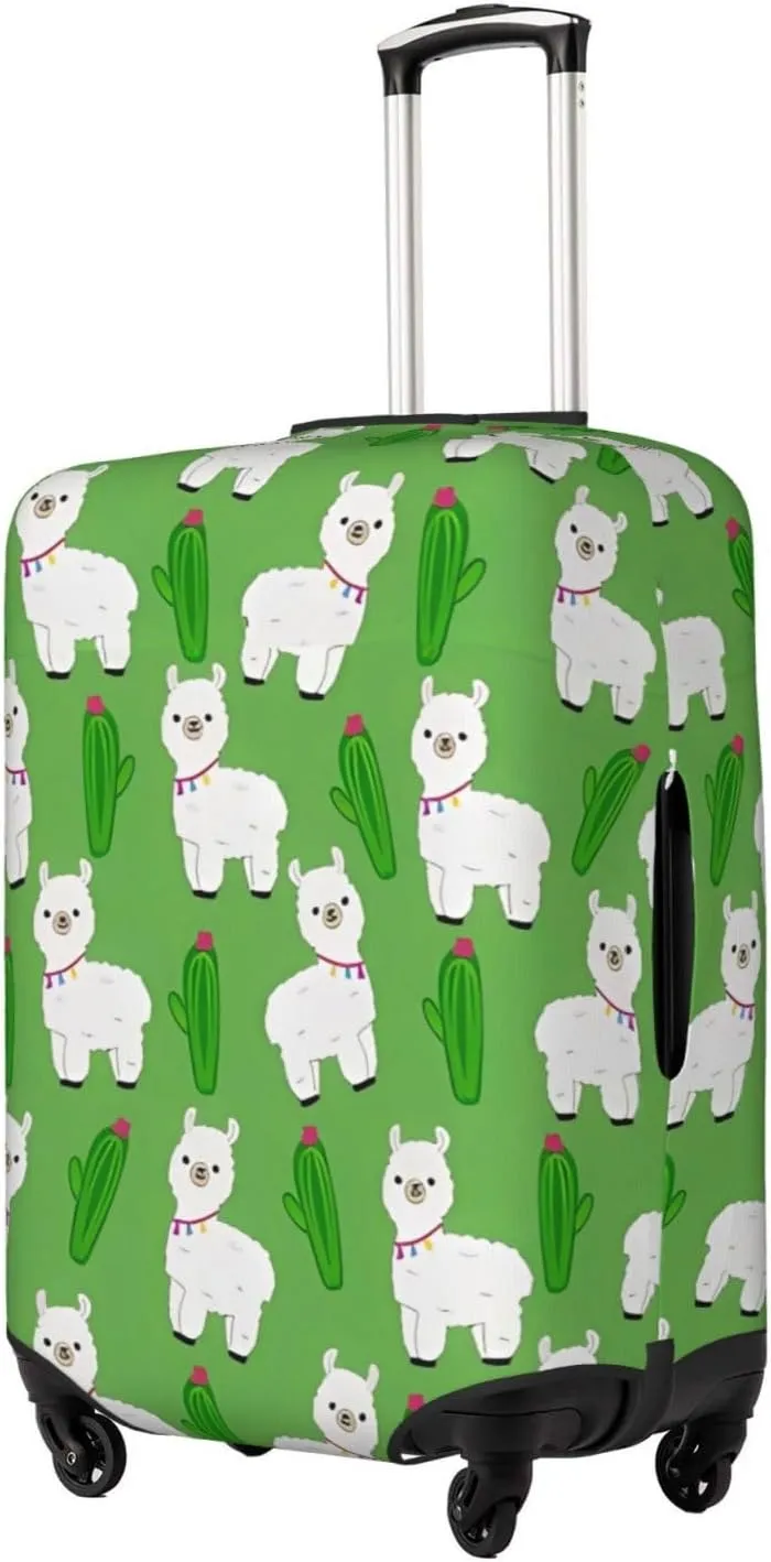 Travel Luggage Cover Suitcase Elastic Washable Stretch Cute Llama Cactus Suitcase Protector Bag,Anti-Scratch Spandex Double-Sided Baggage Covers For Wheeled Suitcase Kid Adult,X-Large