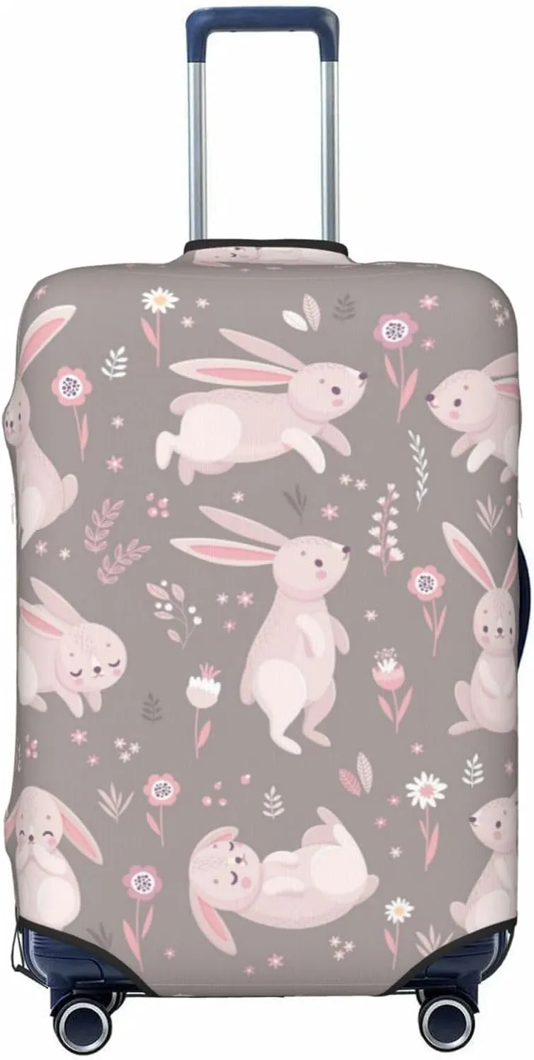Travel Luggage Cover Suitcase Elastic Washable Stretch Cute Rabbits Bunny Lovely Easter Suitcase Protector Bag,Anti-Scratch Spandex Double-Sided Baggage Covers,X-Large