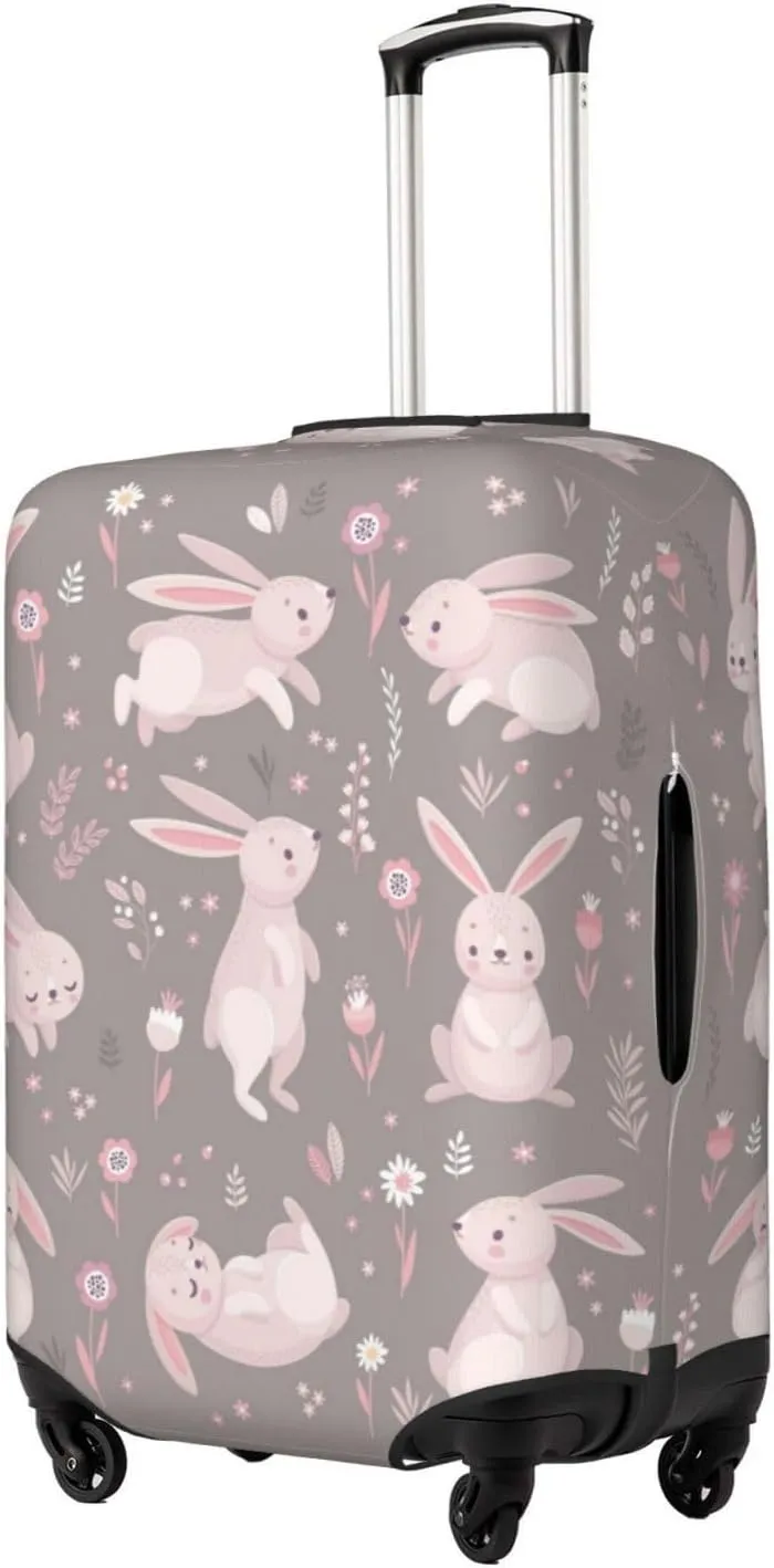 Travel Luggage Cover Suitcase Elastic Washable Stretch Cute Rabbits Bunny Lovely Easter Suitcase Protector Bag,Anti-Scratch Spandex Double-Sided Baggage Covers,X-Large