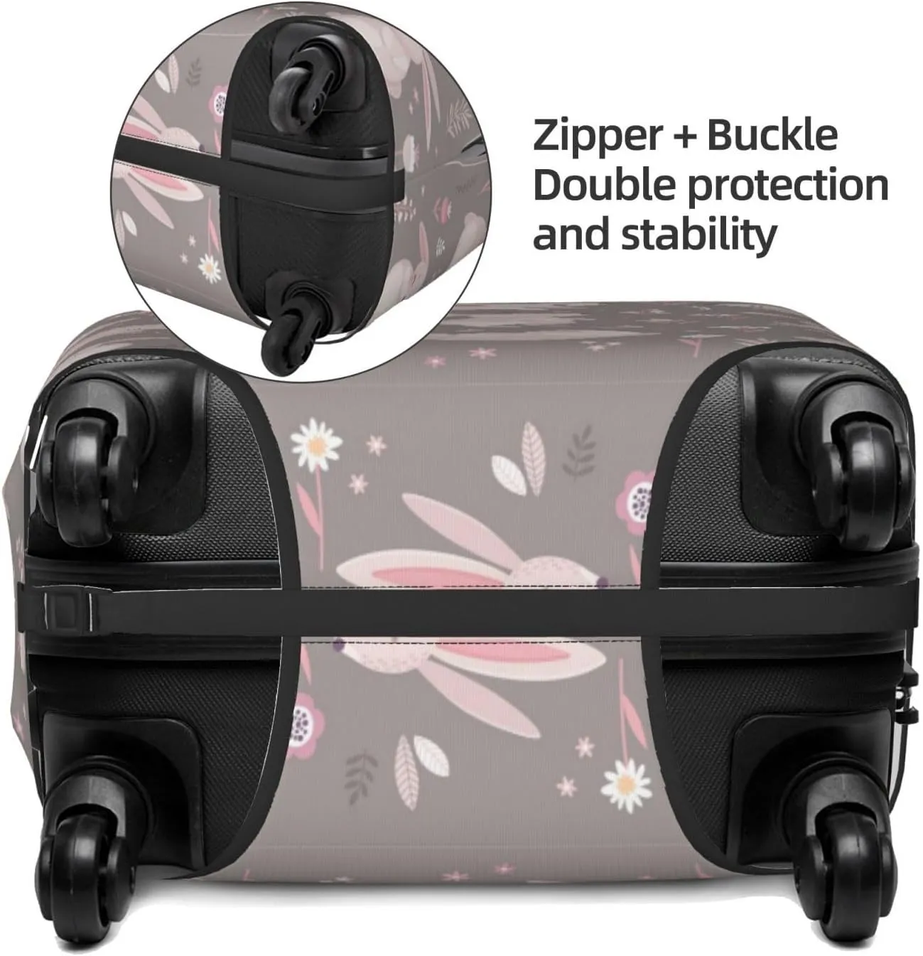 Travel Luggage Cover Suitcase Elastic Washable Stretch Cute Rabbits Bunny Lovely Easter Suitcase Protector Bag,Anti-Scratch Spandex Double-Sided Baggage Covers,X-Large