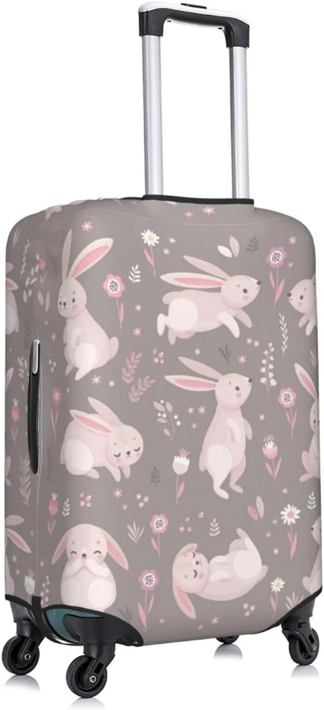Travel Luggage Cover Suitcase Elastic Washable Stretch Cute Rabbits Bunny Lovely Easter Suitcase Protector Bag,Anti-Scratch Spandex Double-Sided Baggage Covers,X-Large