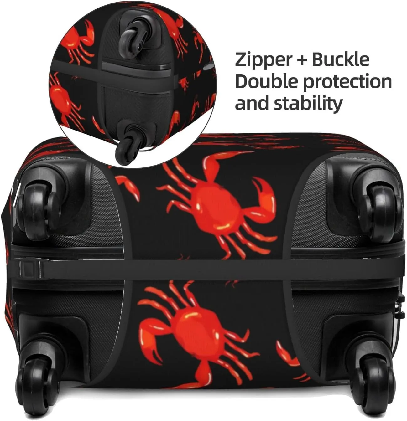 Travel Luggage Cover Suitcase Elastic Washable Stretch Cute Red Crabs Suitcase Protector Bag,Anti-Scratch Spandex Double-Sided Baggage Covers For Wheeled Suitcase Kid Adult