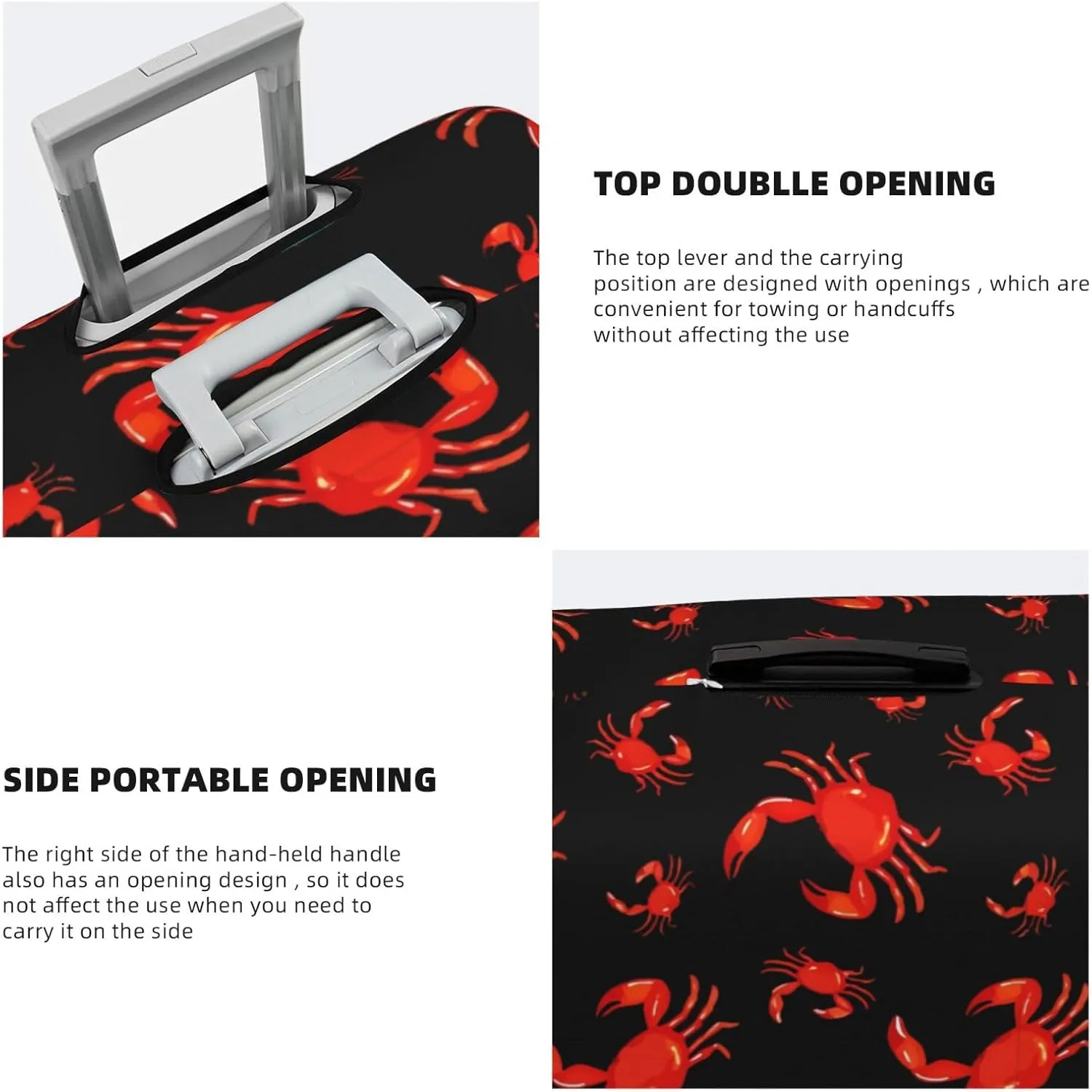 Travel Luggage Cover Suitcase Elastic Washable Stretch Cute Red Crabs Suitcase Protector Bag,Anti-Scratch Spandex Double-Sided Baggage Covers For Wheeled Suitcase Kid Adult