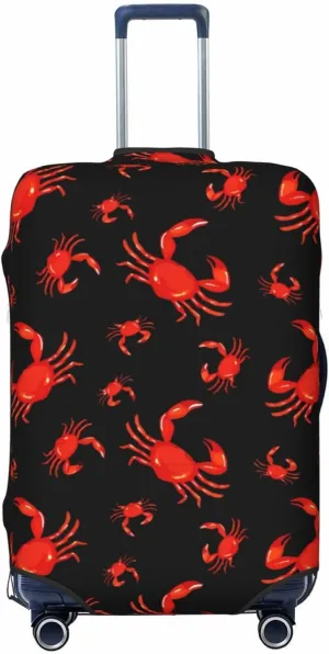 Travel Luggage Cover Suitcase Elastic Washable Stretch Cute Red Crabs Suitcase Protector Bag,Anti-Scratch Spandex Double-Sided Baggage Covers For Wheeled Suitcase Kid Adult