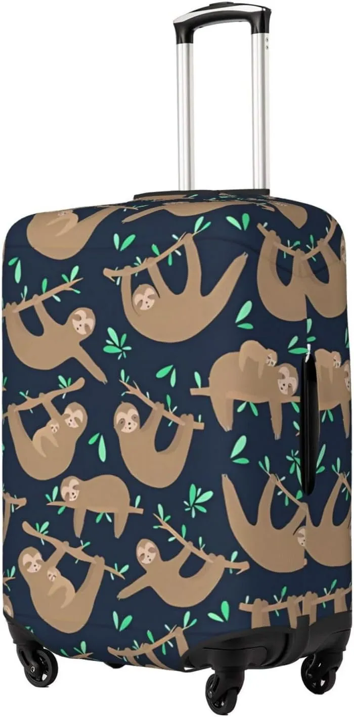Travel Luggage Cover Suitcase Elastic Washable Stretch Cute Sleepy Sloths Suitcase Protector Bag,Anti-Scratch Dust-Proof Double-Sided Baggage Covers For Wheeled Suitcase Kid Adult