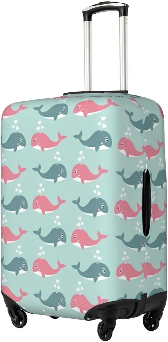 Travel Luggage Cover Suitcase Elastic Washable Stretch Cute Whales In Love Suitcase Protector Bag,Anti-Scratch Spandex With Zipper Closure Baggage Covers For Wheeled Suitcase Kid Adult,Medium
