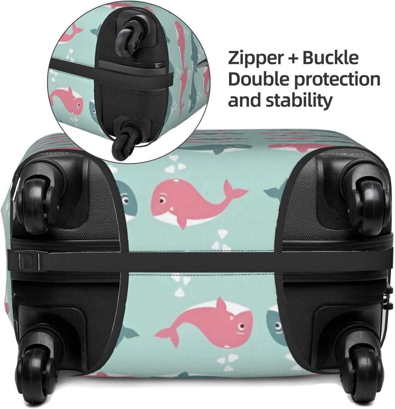 Travel Luggage Cover Suitcase Elastic Washable Stretch Cute Whales In Love Suitcase Protector Bag,Anti-Scratch Spandex With Zipper Closure Baggage Covers For Wheeled Suitcase Kid Adult,Medium