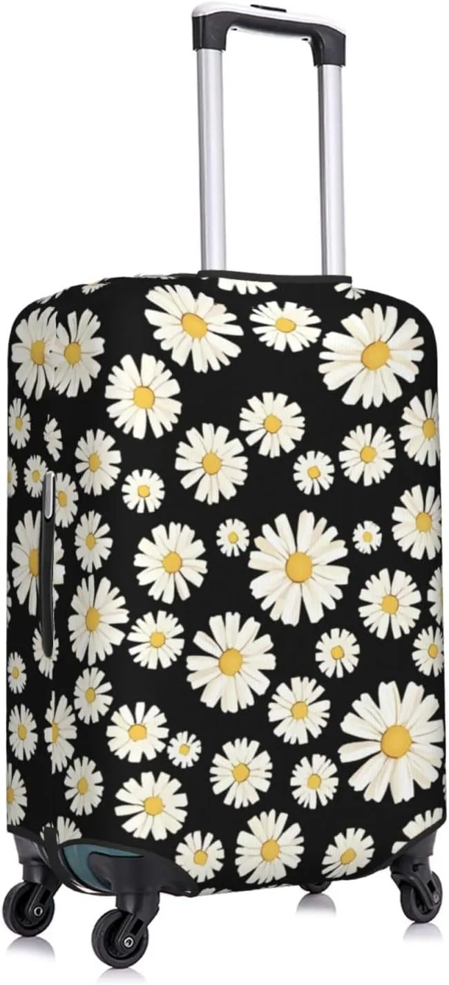 Travel Luggage Cover Suitcase Elastic Washable Stretch Daisy Floral Suitcase Protector Bag,Anti-Scratch Dust-Proof With Zipper Closure Baggage Covers For Wheeled Suitcase Kid Adult