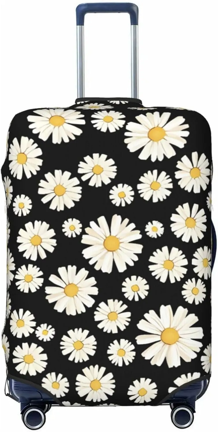 Travel Luggage Cover Suitcase Elastic Washable Stretch Daisy Floral Suitcase Protector Bag,Anti-Scratch Dust-Proof With Zipper Closure Baggage Covers For Wheeled Suitcase Kid Adult