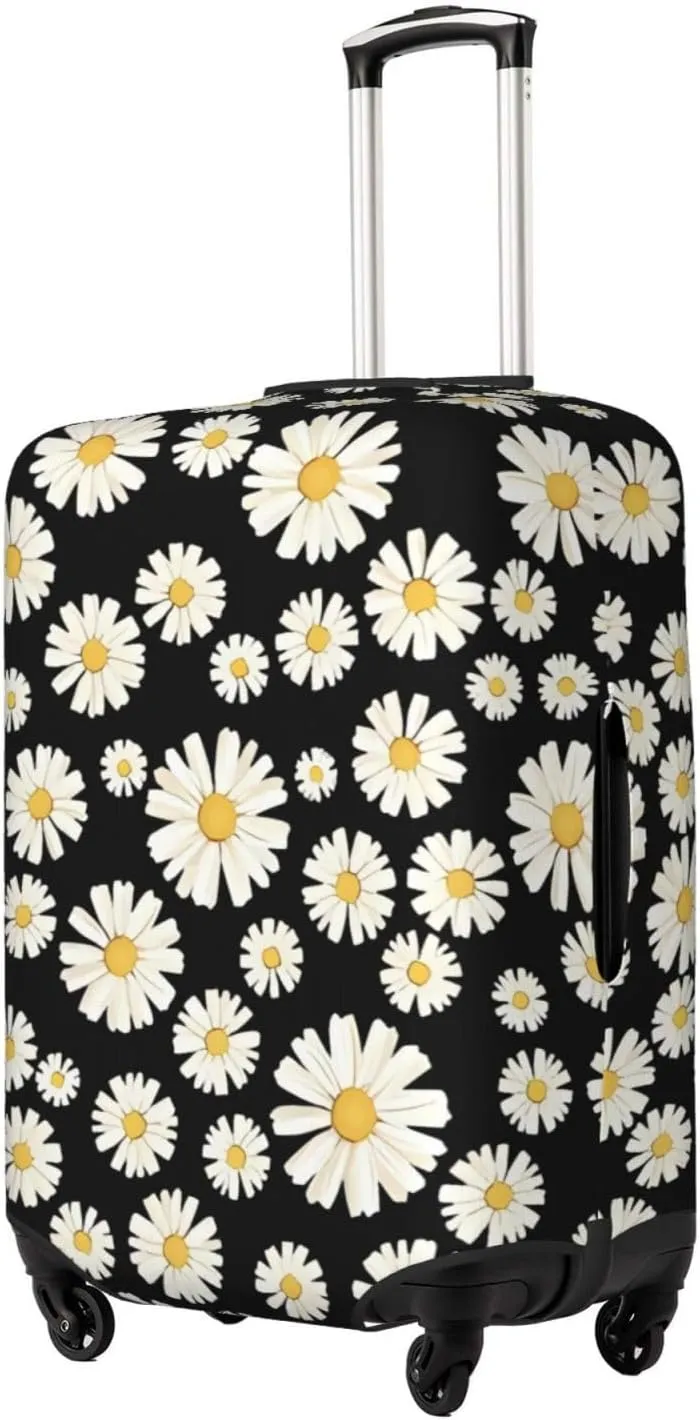 Travel Luggage Cover Suitcase Elastic Washable Stretch Daisy Floral Suitcase Protector Bag,Anti-Scratch Dust-Proof With Zipper Closure Baggage Covers For Wheeled Suitcase Kid Adult