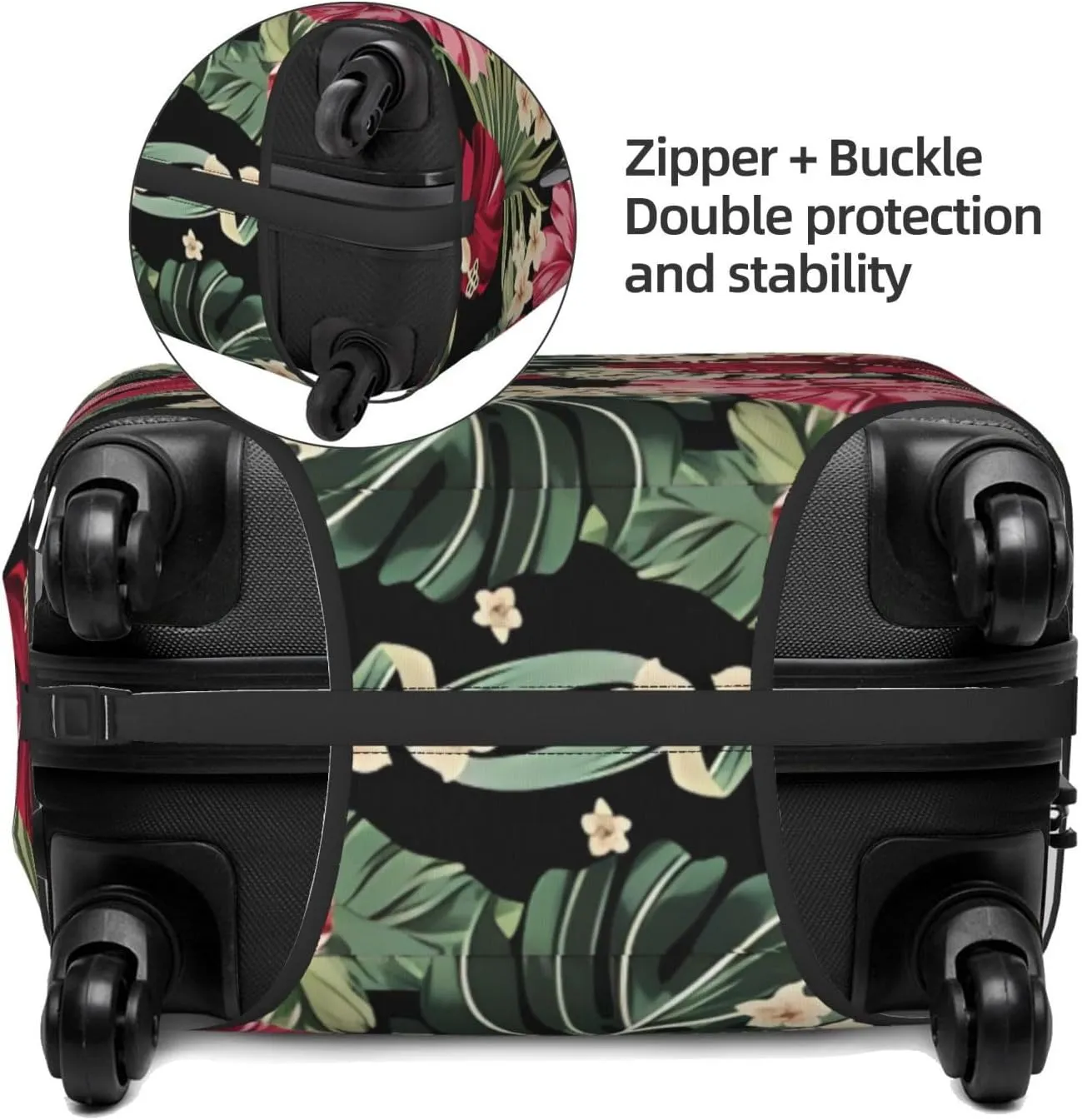Travel Luggage Cover Suitcase Elastic Washable Stretch Exotic Hawaiian Tripical Flowers Suitcase Protector Bag,Anti-Scratch Dust-Proof Double-Sided Baggage Covers For Wheeled Suitcase Kid Adult