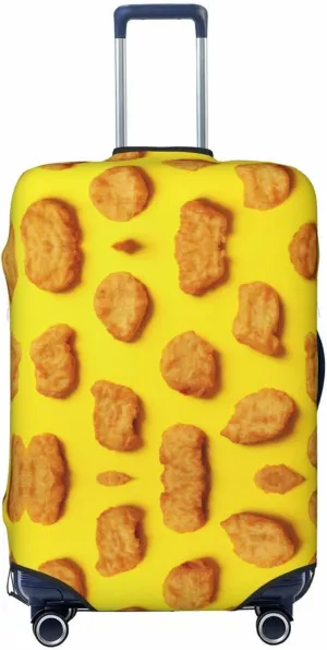 Travel Luggage Cover Suitcase Elastic Washable Stretch Fried Chicken Nuggets Yellow Suitcase Protector Bag,Anti-Scratch Dust-Proof Double-Sided Baggage Covers For Wheeled Suitcase Kid Adult