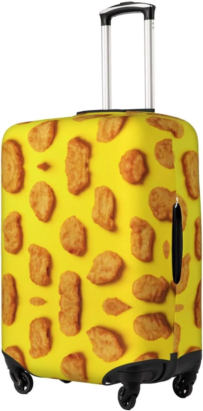 Travel Luggage Cover Suitcase Elastic Washable Stretch Fried Chicken Nuggets Yellow Suitcase Protector Bag,Anti-Scratch Dust-Proof Double-Sided Baggage Covers For Wheeled Suitcase Kid Adult