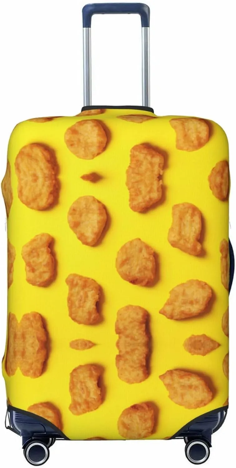 Travel Luggage Cover Suitcase Elastic Washable Stretch Fried Chicken Nuggets Yellow Suitcase Protector Bag,Anti-Scratch Dust-Proof Double-Sided Baggage Covers For Wheeled Suitcase Kid Adult