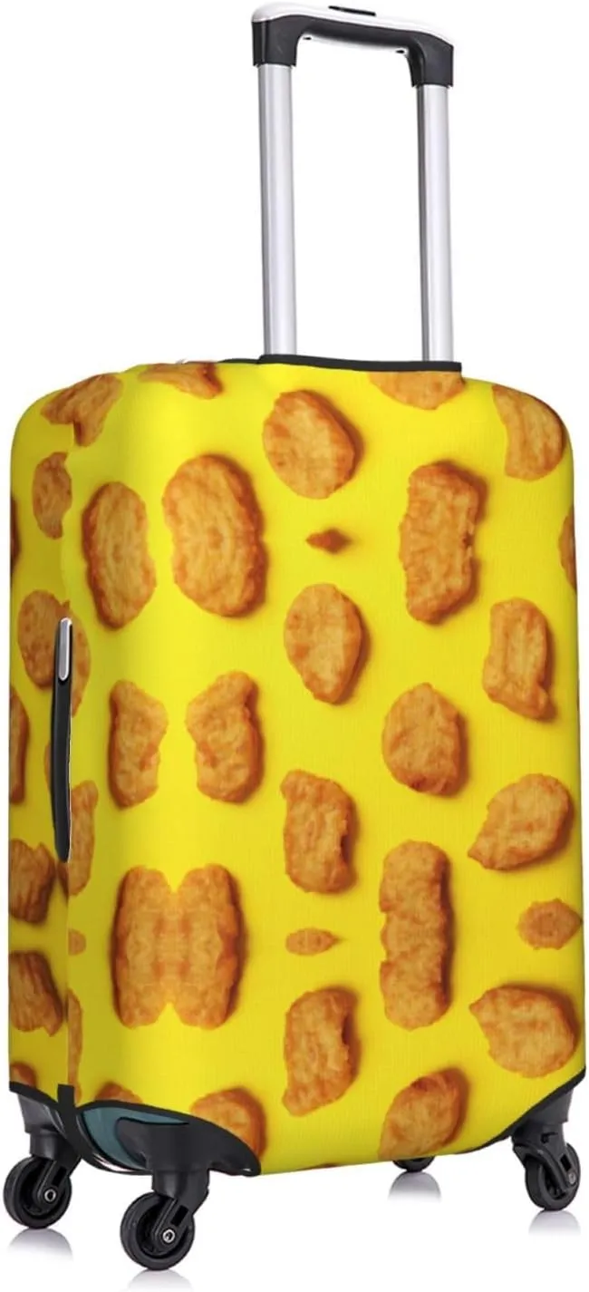 Travel Luggage Cover Suitcase Elastic Washable Stretch Fried Chicken Nuggets Yellow Suitcase Protector Bag,Anti-Scratch Dust-Proof Double-Sided Baggage Covers For Wheeled Suitcase Kid Adult