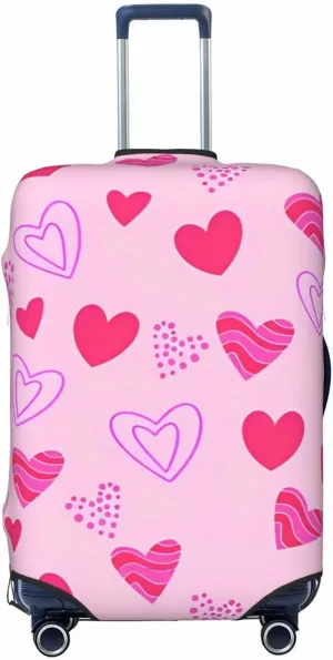 Travel Luggage Cover Suitcase Elastic Washable Stretch Hearts Romantic Suitcase Protector Bag,Anti-Scratch Spandex Double-Sided Baggage Covers For Wheeled Suitcase Kid Adult