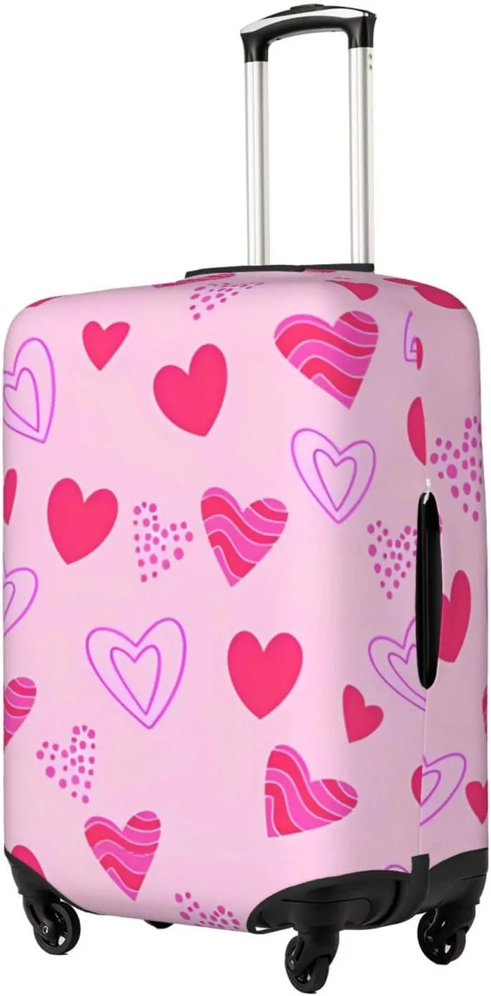 Travel Luggage Cover Suitcase Elastic Washable Stretch Hearts Romantic Suitcase Protector Bag,Anti-Scratch Spandex Double-Sided Baggage Covers For Wheeled Suitcase Kid Adult