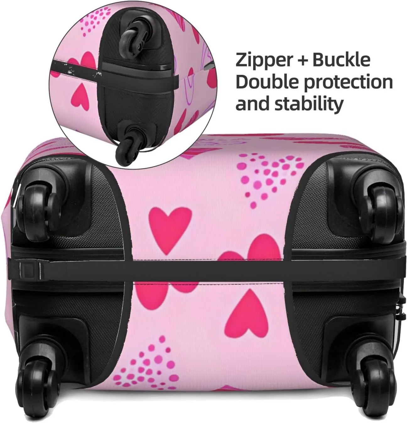 Travel Luggage Cover Suitcase Elastic Washable Stretch Hearts Romantic Suitcase Protector Bag,Anti-Scratch Spandex Double-Sided Baggage Covers For Wheeled Suitcase Kid Adult