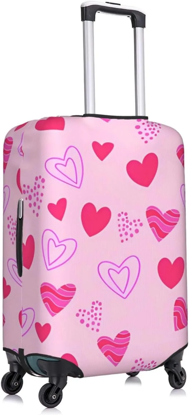 Travel Luggage Cover Suitcase Elastic Washable Stretch Hearts Romantic Suitcase Protector Bag,Anti-Scratch Spandex Double-Sided Baggage Covers For Wheeled Suitcase Kid Adult