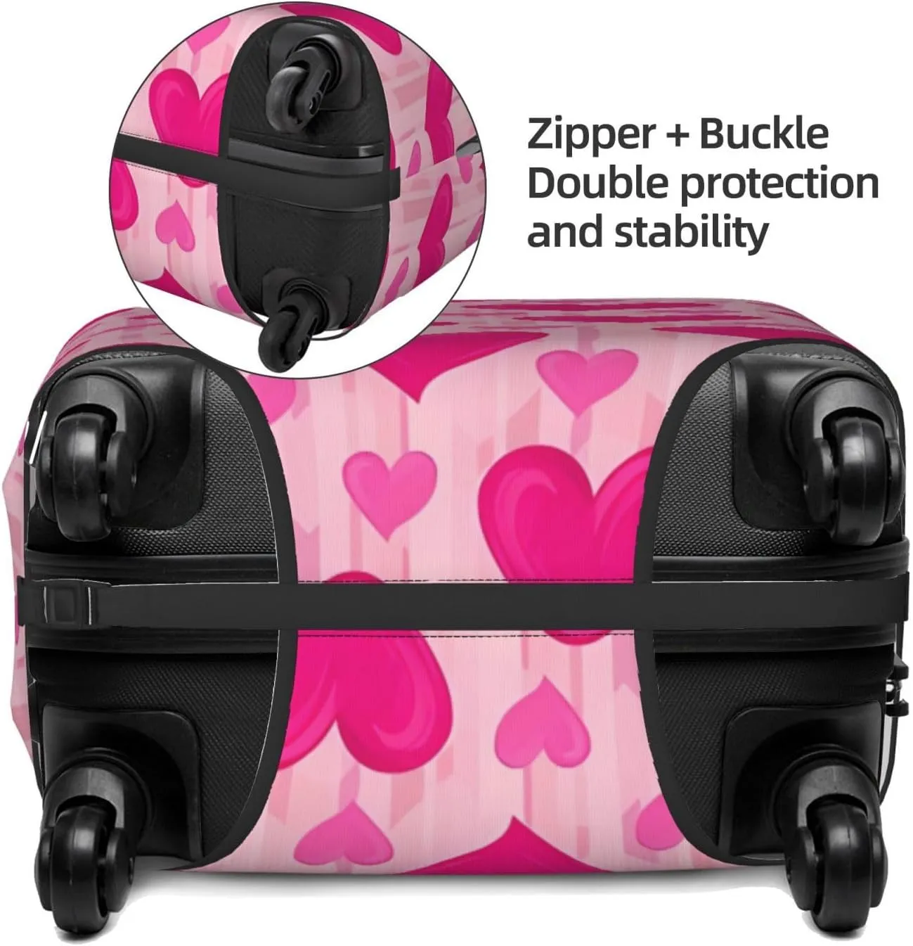 Travel Luggage Cover Suitcase Elastic Washable Stretch Hearts Suitcase Protector Bag,Anti-Scratch Spandex With Zipper Closure Baggage Covers For Wheeled Suitcase Kid Adult