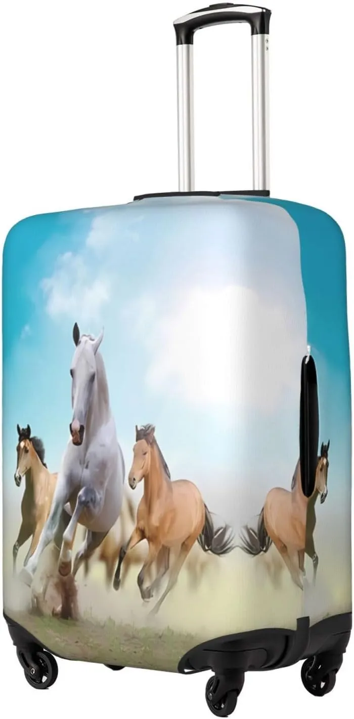 Travel Luggage Cover Suitcase Elastic Washable Stretch Horses In Dust Suitcase Protector Bag,Anti-Scratch Spandex With Zipper Closure Baggage Covers For Wheeled Suitcase Kid Adult,X-Large