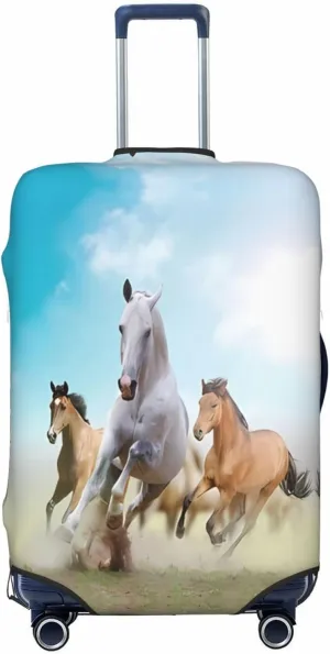 Travel Luggage Cover Suitcase Elastic Washable Stretch Horses In Dust Suitcase Protector Bag,Anti-Scratch Spandex With Zipper Closure Baggage Covers For Wheeled Suitcase Kid Adult,X-Large