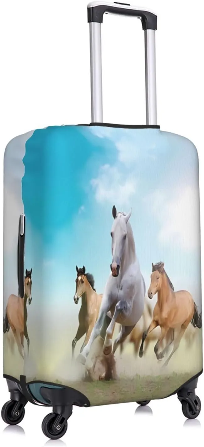 Travel Luggage Cover Suitcase Elastic Washable Stretch Horses In Dust Suitcase Protector Bag,Anti-Scratch Spandex With Zipper Closure Baggage Covers For Wheeled Suitcase Kid Adult,X-Large