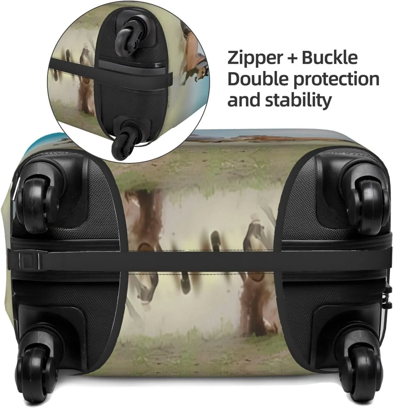 Travel Luggage Cover Suitcase Elastic Washable Stretch Horses In Dust Suitcase Protector Bag,Anti-Scratch Spandex With Zipper Closure Baggage Covers For Wheeled Suitcase Kid Adult,X-Large