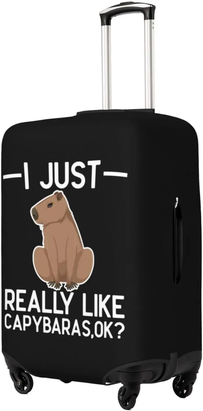 Travel Luggage Cover Suitcase Elastic Washable Stretch I Just Really Like Capybaras Suitcase Protector Bag,Anti-Scratch Dust-Proof Double-Sided Baggage Covers For Wheeled Suitcase Kid Adult