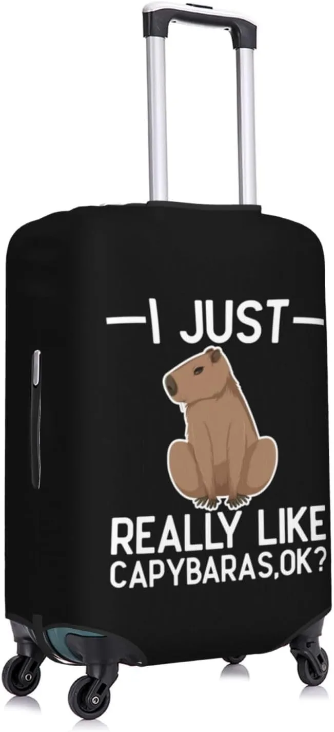 Travel Luggage Cover Suitcase Elastic Washable Stretch I Just Really Like Capybaras Suitcase Protector Bag,Anti-Scratch Dust-Proof Double-Sided Baggage Covers For Wheeled Suitcase Kid Adult