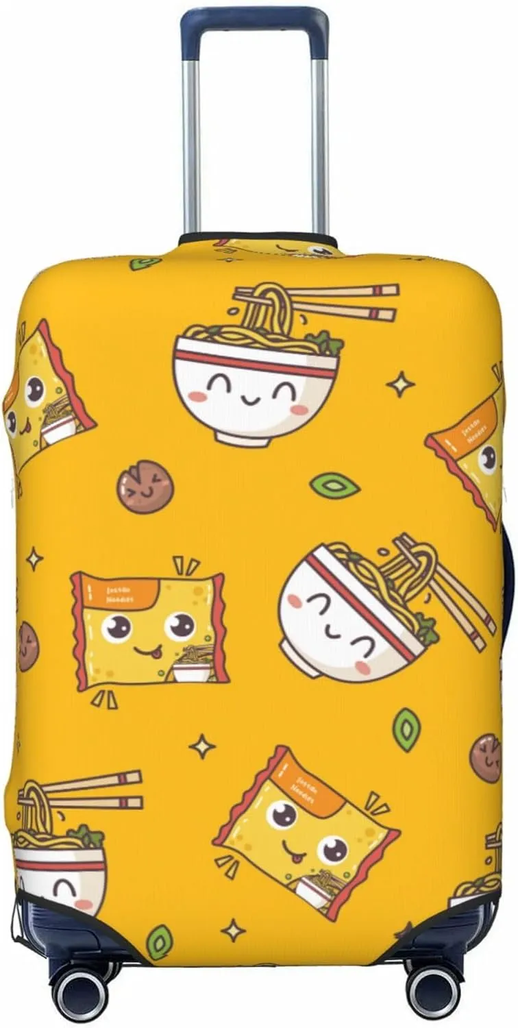 Travel Luggage Cover Suitcase Elastic Washable Stretch Instant Noodles Cute Suitcase Protector Bag,Anti-Scratch Spandex Double-Sided Baggage Covers For Wheeled Suitcase Kid Adult