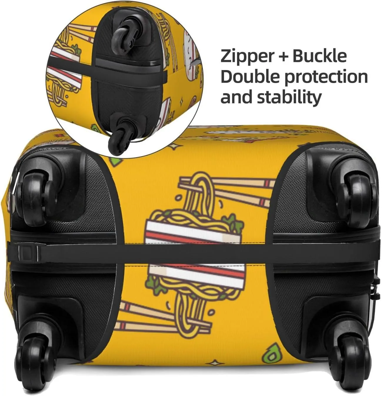 Travel Luggage Cover Suitcase Elastic Washable Stretch Instant Noodles Cute Suitcase Protector Bag,Anti-Scratch Spandex Double-Sided Baggage Covers For Wheeled Suitcase Kid Adult