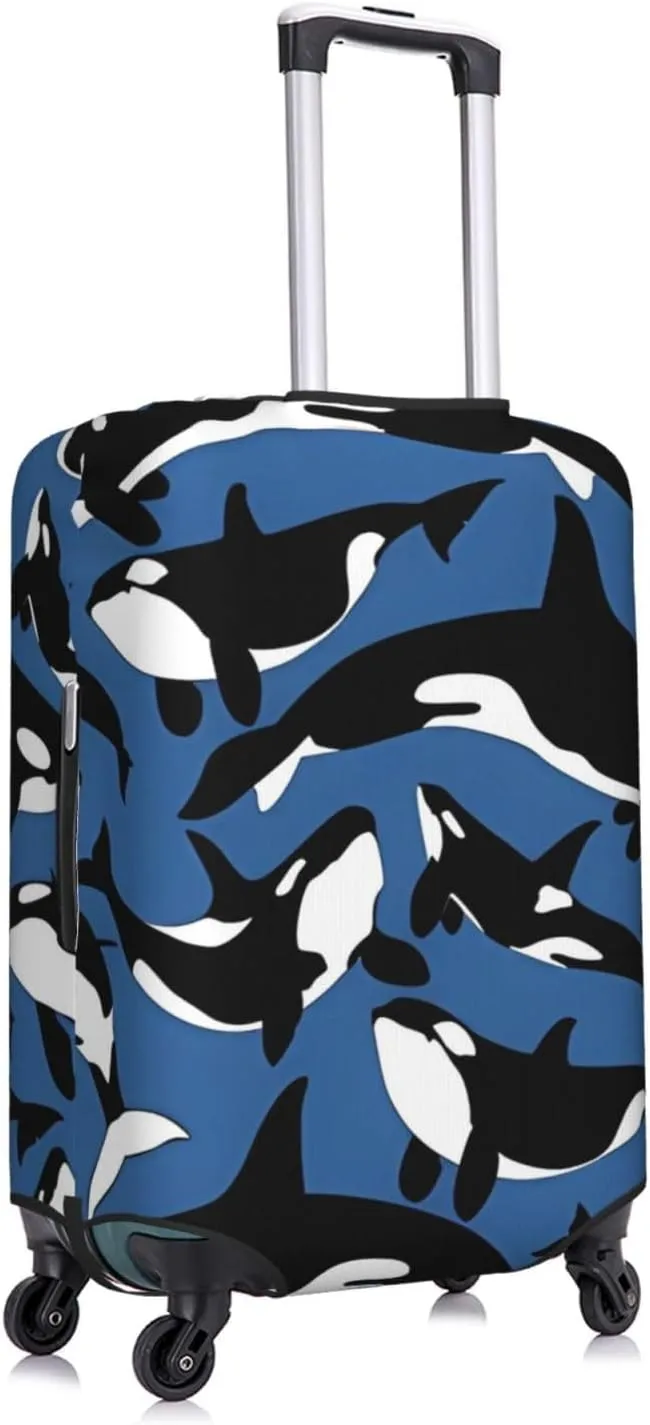 Travel Luggage Cover Suitcase Elastic Washable Stretch Killer Whale Sea Animal Suitcase Protector Bag,Anti-Scratch Dust-Proof Double-Sided Baggage Covers For Wheeled Suitcase Kid Adult